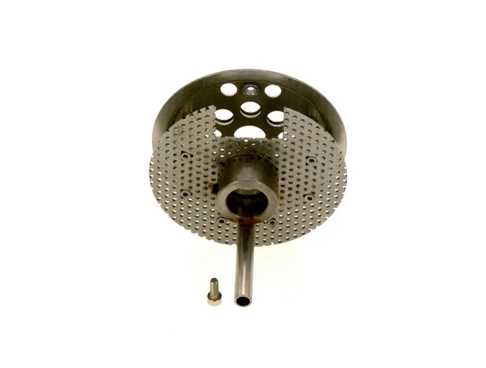 Bosch Mischsystem mit einer runden, perforierten Platte und einer zentralen Rohverbindung, ergänzt durch eine separate kleine Schraube.